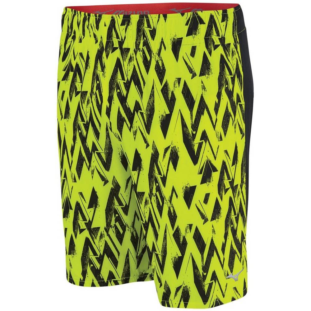 Mens Mizuno Alpha Printed 8.5" Running Shorts Yellow/Black Philippines (ZPXKJE679)